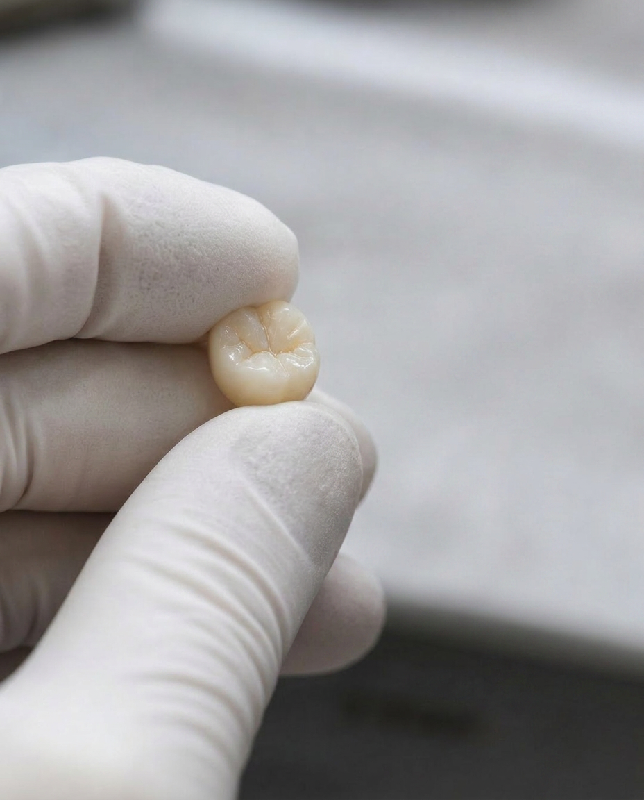 Prothèse dentaire céramique sur surface neutre